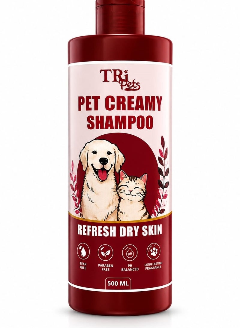 TRI ❤️🐶 TRI Pets Creamy Pet Shampoo for Dry Skin | Deep Moisturizing Formula for Dogs & Cats | Tear Free, Paraben Free & pH Balanced | 500 ml ✨ - Image 1