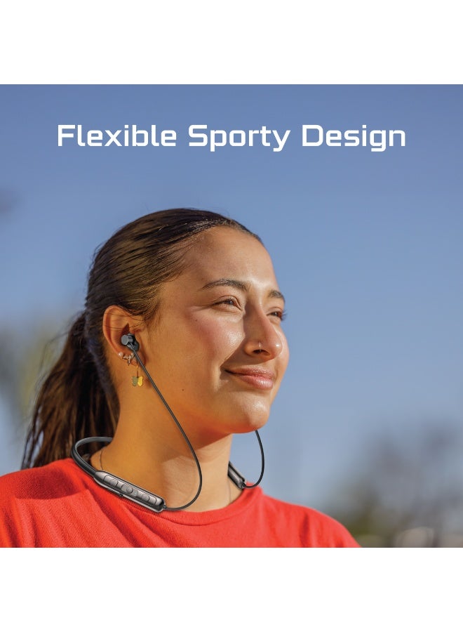 AcceOn Wireless Neckband with ENC Technology, 22-Hour Playtime, Bluetooth 6.0, Ergonomic In-Ear Magnetic Earphones – Black - Image 5