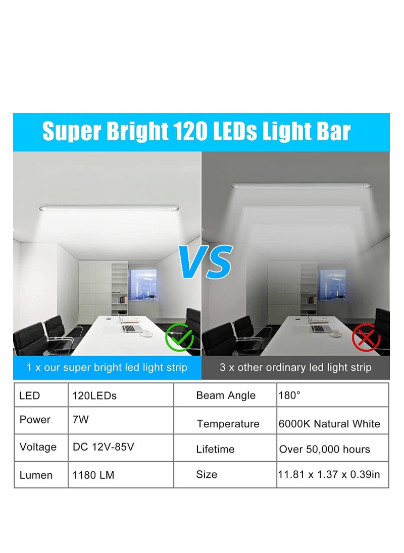 SYOSI - 12V LED Interior Light Bar, 120 LEDs 1180LM 7W 12V LED Light Strip, 12 Volt LED Strip Lights with ON/Off Switch, for Enclosed Cargo Trailer Car RV Van Truck Lorry Camper Boat Caravan Motorhome (4Pcs) - Image 1