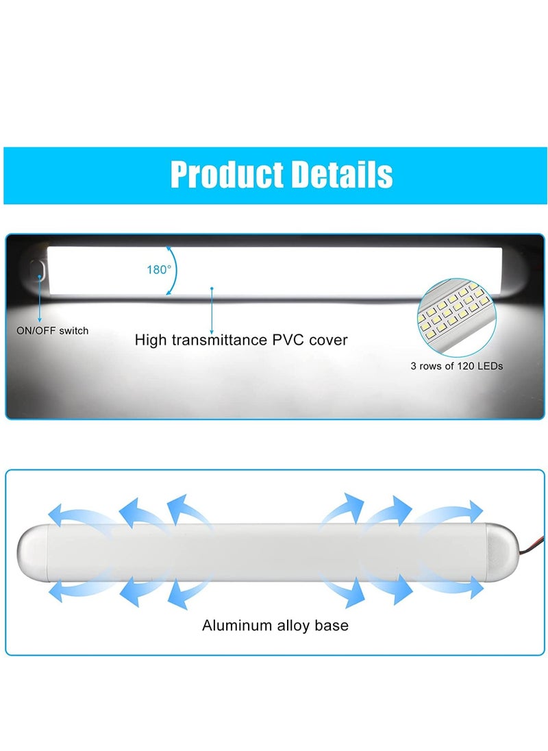 SYOSI - 12V LED Interior Light Bar, 120 LEDs 1180LM 7W 12V LED Light Strip, 12 Volt LED Strip Lights with ON/Off Switch, for Enclosed Cargo Trailer Car RV Van Truck Lorry Camper Boat Caravan Motorhome (4Pcs) - Image 1