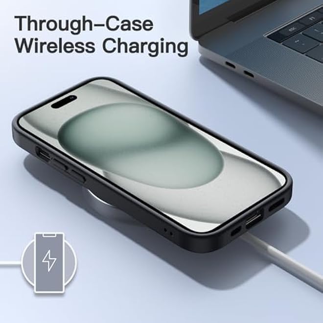 JETech Matte Case for iPhone 15 Plus 67Inch Shockproof Military Grade Drop Protection Frosted Translucent Back Phone Cover AntiFingerprint Black - Image 5