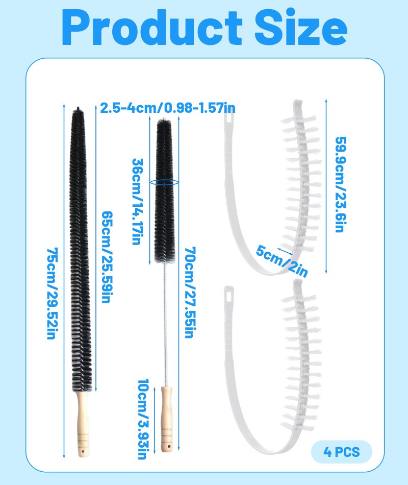 SonaBhu Washing Machine Cleaning Brush, 4 Pcs Drum Cleaner Brush Set for Front Load and Top Load Washers, Long Handle Washing Machine Brush Cleaner with Soft Bristles, Effective Washing Machine Drum Cleaning - Image 2
