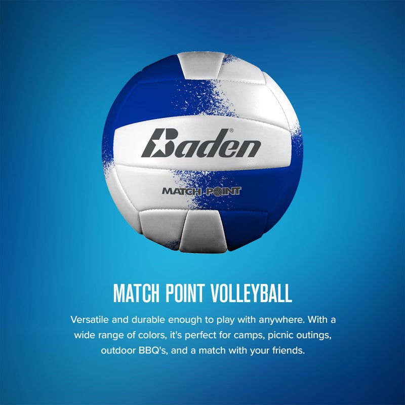 Baden بادن | نقطة المباراة | جلد صناعي مبطن | كرة طائرة خارجية للحديقة + كرة معسكر الكلية | لجميع الأعمار | الحجم الرسمي 5 | أزرق ملكي/أبيض - Image 2