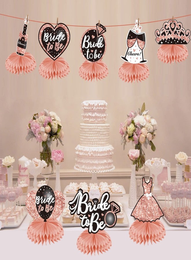 Parfundg 8Pcs Bachelorette Party Decorations Bride To Be Honeycomb Centerpieces, Rose Gold Bridal Shower Table Topper Party Supplies, Pink Hens Night Women Table Centerpieces Wedding Engagement Decor - Image 2