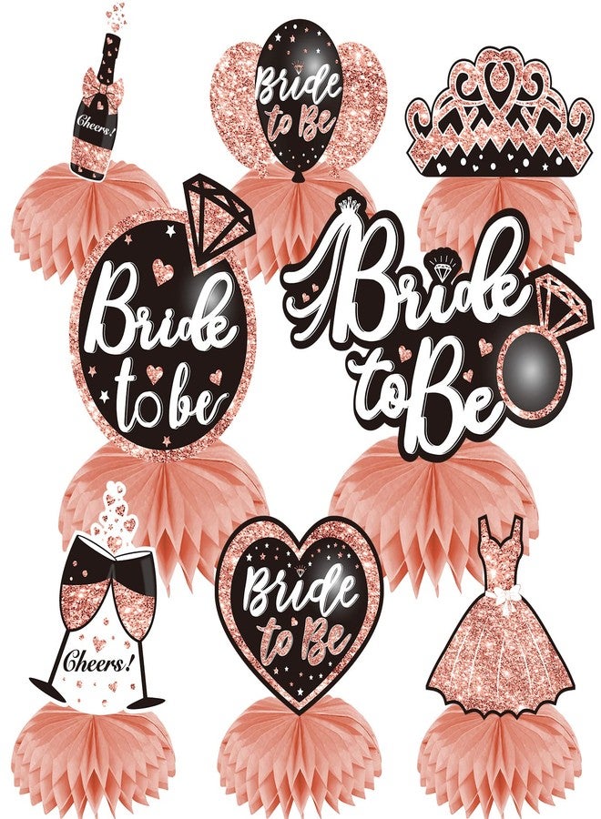 Parfundg 8Pcs Bachelorette Party Decorations Bride To Be Honeycomb Centerpieces, Rose Gold Bridal Shower Table Topper Party Supplies, Pink Hens Night Women Table Centerpieces Wedding Engagement Decor - Image 1
