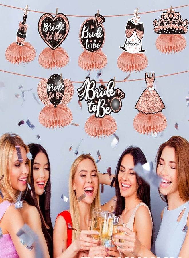 Parfundg 8Pcs Bachelorette Party Decorations Bride To Be Honeycomb Centerpieces, Rose Gold Bridal Shower Table Topper Party Supplies, Pink Hens Night Women Table Centerpieces Wedding Engagement Decor - Image 3
