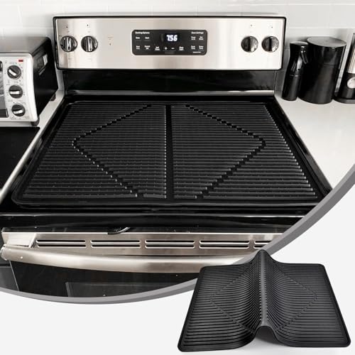 KindGa Stove Cover - Stove Top Covers for Electric Stove - More Thick - 30 x 21 Inch Stove Guard Stove Top Protector, Silicone Stovetop Cover Cooktop Mat for Kitchen Glass Stove Top -Black - Image 1