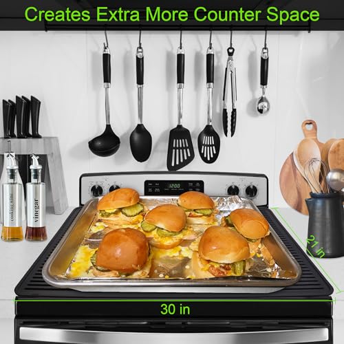KindGa Stove Cover - Stove Top Covers for Electric Stove - More Thick - 30 x 21 Inch Stove Guard Stove Top Protector, Silicone Stovetop Cover Cooktop Mat for Kitchen Glass Stove Top -Black - Image 5