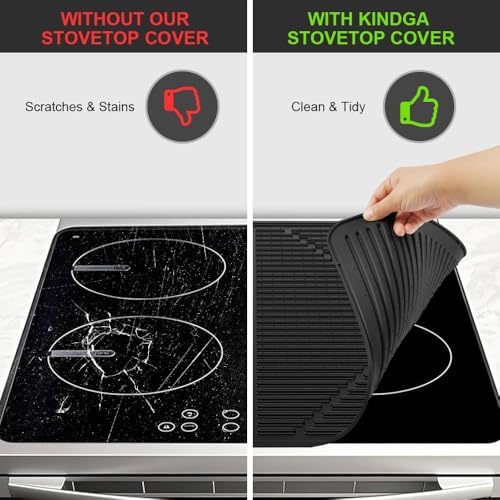 KindGa Stove Cover - Stove Top Covers for Electric Stove - More Thick - 30 x 21 Inch Stove Guard Stove Top Protector, Silicone Stovetop Cover Cooktop Mat for Kitchen Glass Stove Top -Black - Image 4