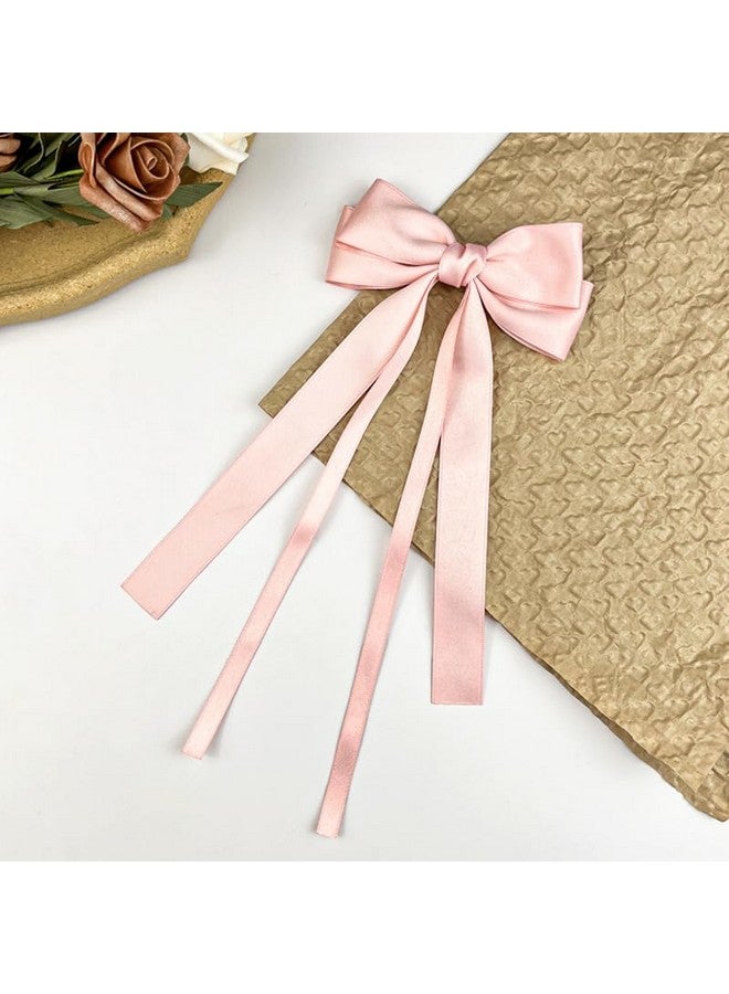 SALOCY ربطات شعر للنساء ربطات شعر وردية اللون ربطات شعر للنساء والفتيات ربطات شعر لطيفة مع ذيل طويل ربطات شعر كبيرة إكسسوارات شعر جذابة (وردي + بيج) - Image 4