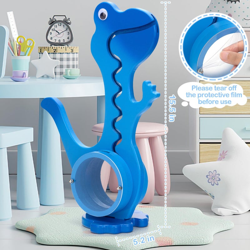 AORCMITN Wooden Dinosaur Piggy Bank for Boys Kids Girls Big Clear Animal Belly Coin Bank Toddler Real Money Toyï¼ˆDino-Blueï¼‰ - Image 2