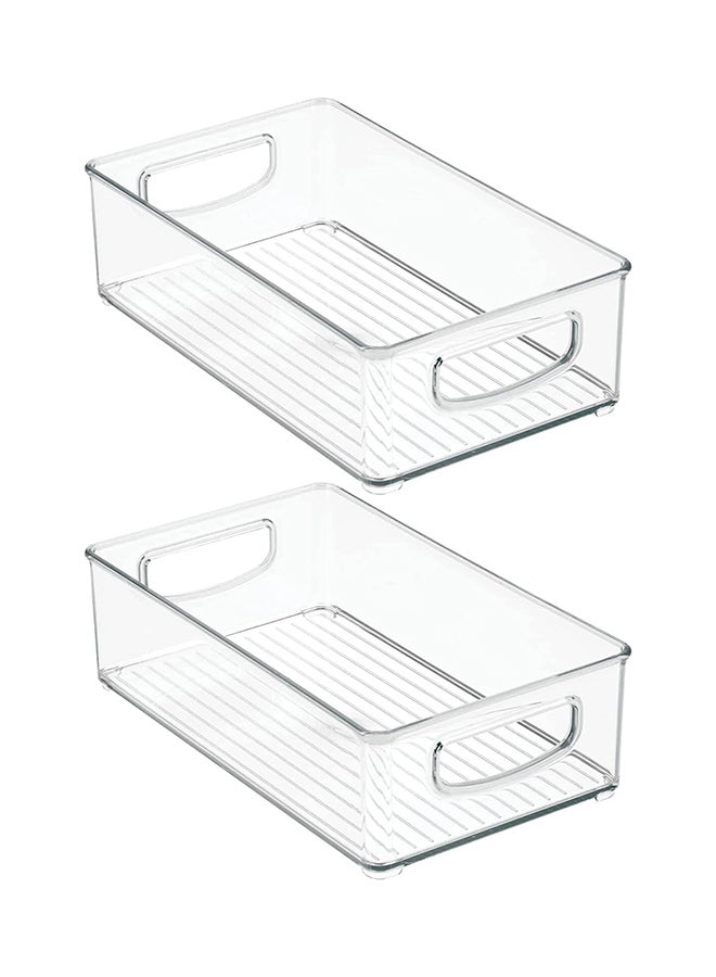 منظم ثلاجة أكريليك قابل للتكديس، مخزن قوي وحاويات تخزين الثلاجة مع مقابض | كبير | عبوة من 02 | للحمام، خزانة المطبخ، مخزن المؤن، تنظيم المنزل - Image 1