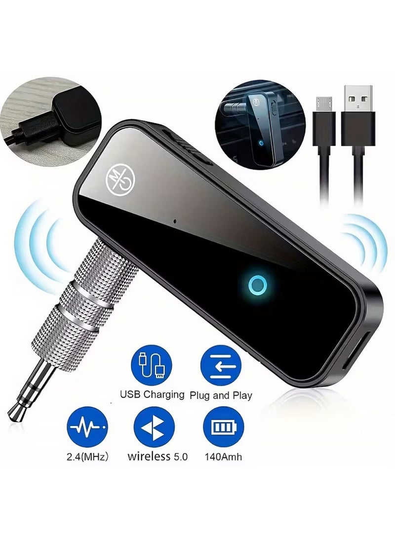 X-level Bluetooth 5.0 Transmitter Receiver 2-in-1 Car Aux Adapter - Portable Mini Wireless 3.5mm Audio Adapter for Home, Car, PC, Music, Headphones, Speakers - Image 1