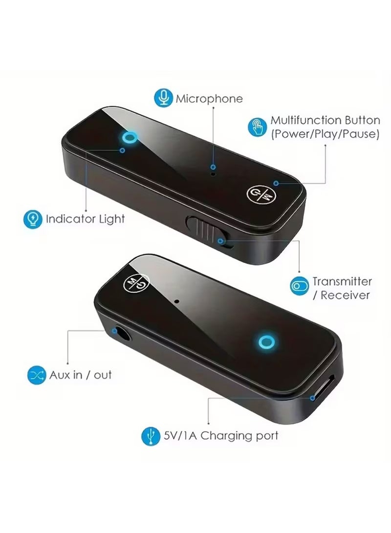 X-level Bluetooth 5.0 Transmitter Receiver 2-in-1 Car Aux Adapter - Portable Mini Wireless 3.5mm Audio Adapter for Home, Car, PC, Music, Headphones, Speakers - Image 3