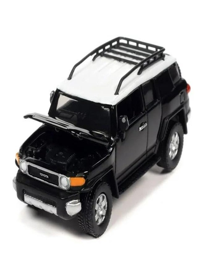 Round 2 2007 FJ Cruiser Black Diamond with White Top and Roofrack Classic Gold Collection Series Limited Edition 1/64 Diecast Model Car by Johnny Lightning JLCG030-JLSP278B - Image 1