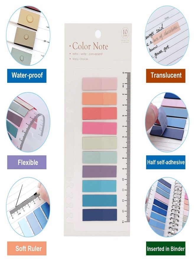 URBAN BOX 2400 Pcs Morandi Sticky Tabs,12 Sheets Sticky Index Tabs,Book Tabs,Page Markers,Colorful Book Annotating Tabs,Page Tabs,Sticky Flags,Transparent Sticky Note Tabs,File Index Tabs with Ruler - Image 3