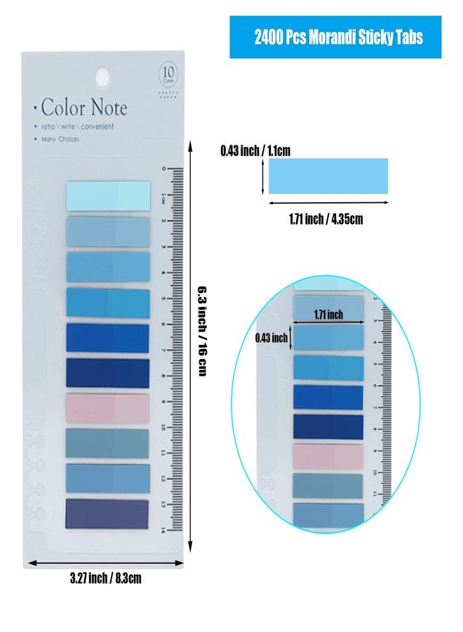 URBAN BOX 2400 Pcs Morandi Sticky Tabs,12 Sheets Sticky Index Tabs,Book Tabs,Page Markers,Colorful Book Annotating Tabs,Page Tabs,Sticky Flags,Transparent Sticky Note Tabs,File Index Tabs with Ruler - Image 2
