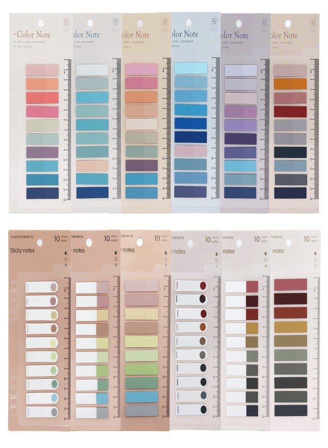 URBAN BOX 2400 Pcs Morandi Sticky Tabs,12 Sheets Sticky Index Tabs,Book Tabs,Page Markers,Colorful Book Annotating Tabs,Page Tabs,Sticky Flags,Transparent Sticky Note Tabs,File Index Tabs with Ruler - Image 1