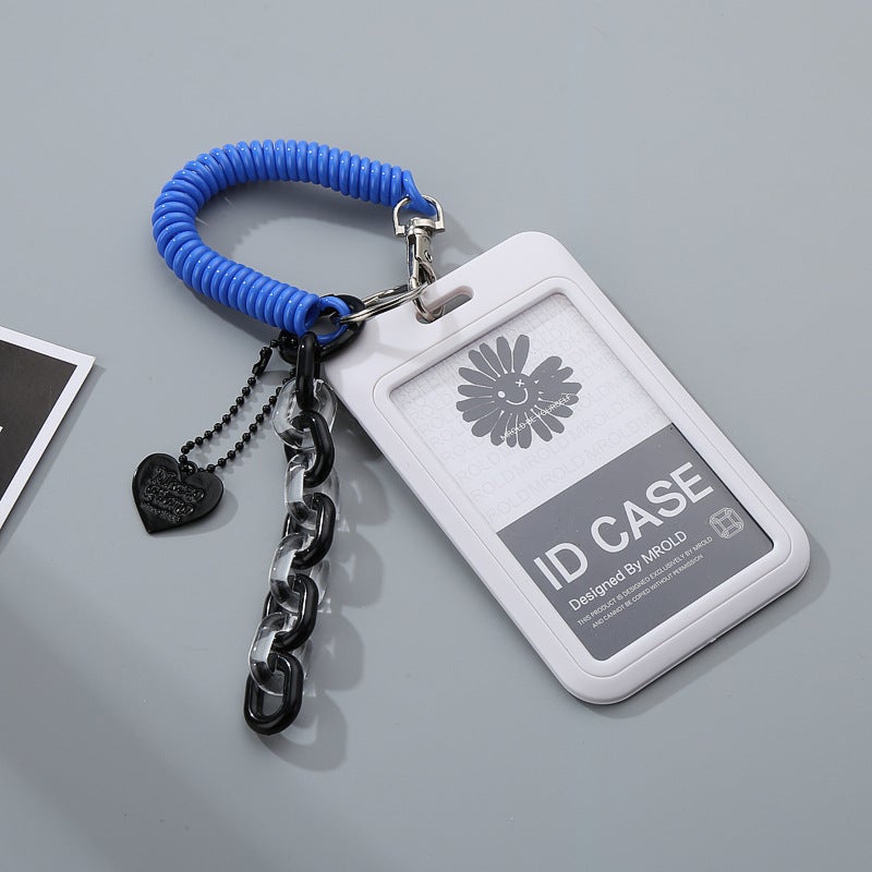 Chic Card Holder Keychain Accessory for Backpack White card sleeve + Love resin chain 