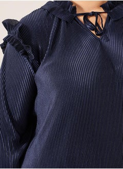 Styli Plus Size Plain Tie Up Neck Shift Maxi Dress  - Image 4