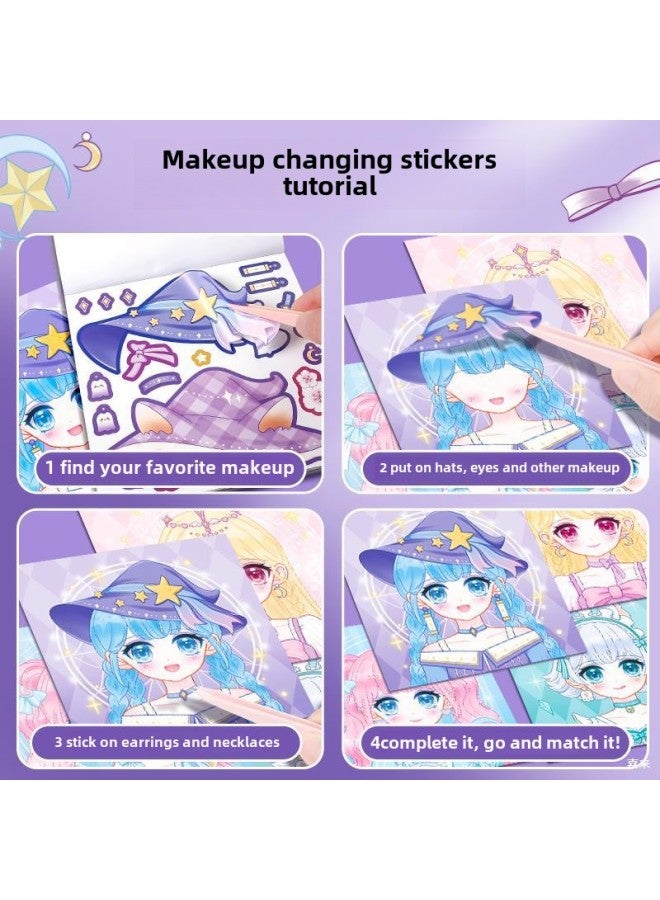 Princess Dress Up Sticker Book Toy Girl 3 To 6 Years Old Dress Up Show Children's Educational Makeup Book Sticker Figure-Color:Kaba Bear—magic Girl  - Image 4