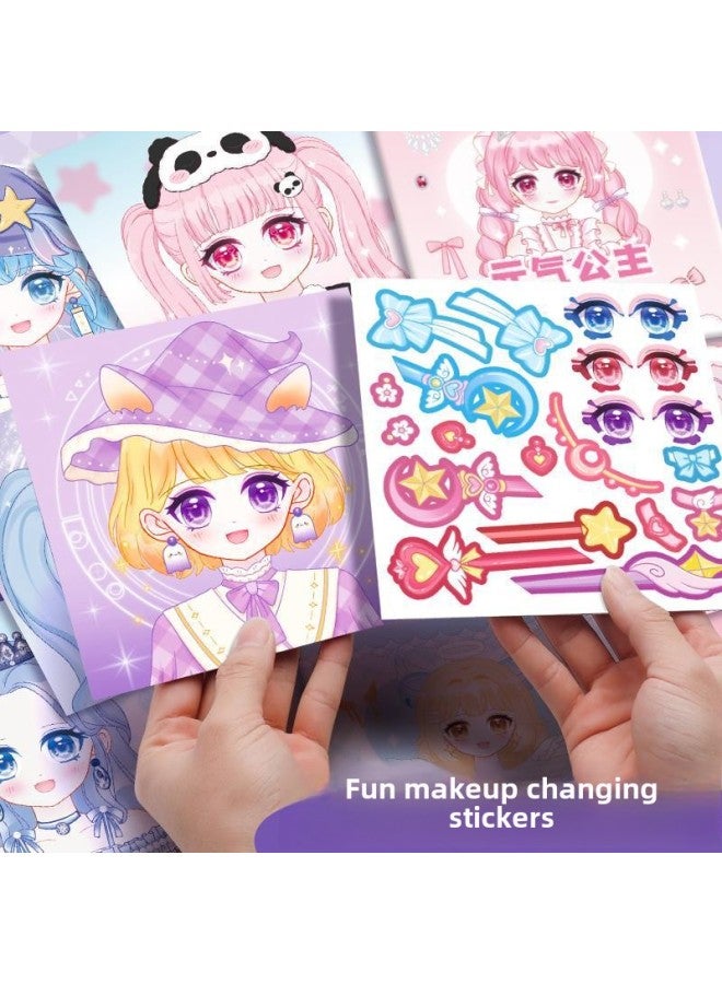 Princess Dress Up Sticker Book Toy Girl 3 To 6 Years Old Dress Up Show Children's Educational Makeup Book Sticker Figure-Color:Kaba Bear—magic Girl  - Image 3