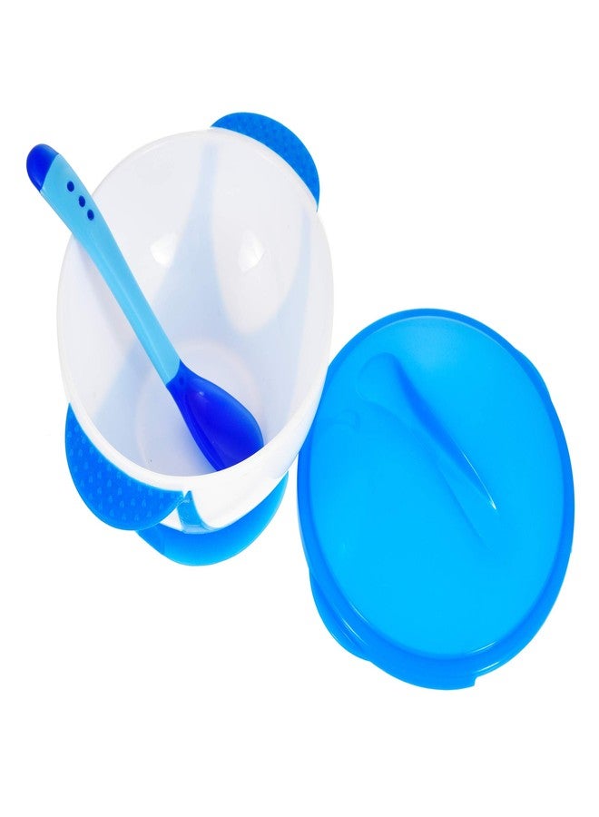 MUMMAMIA Baby Spill-Proof Suction Bowl with Snap-in Temperature-Sensitive Spoon (350ml) (Blue) - Image 3
