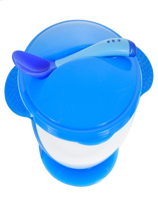 MUMMAMIA Baby Spill-Proof Suction Bowl with Snap-in Temperature-Sensitive Spoon (350ml) (Blue) - Image 1
