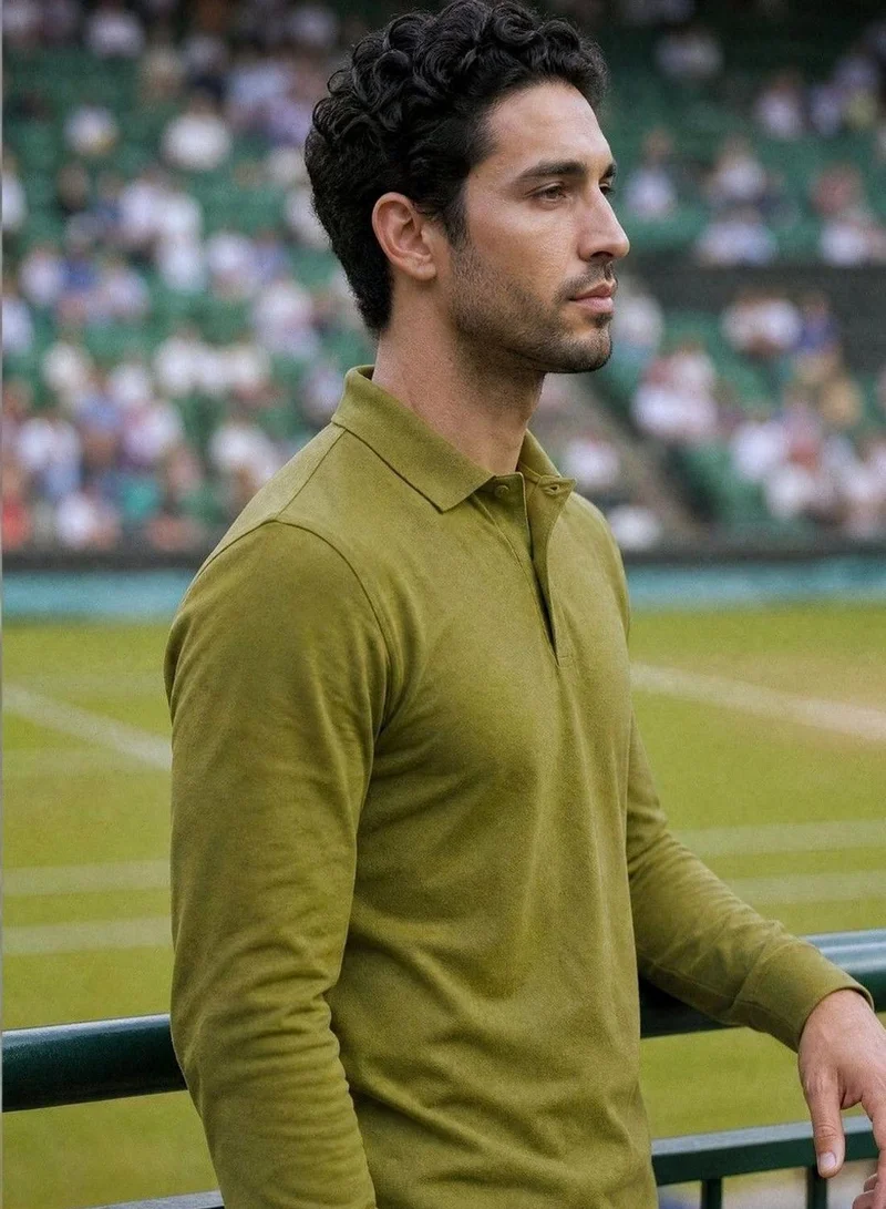 دينيس لينغو Men Green Cotton Blend Solid Regular T-Shirt