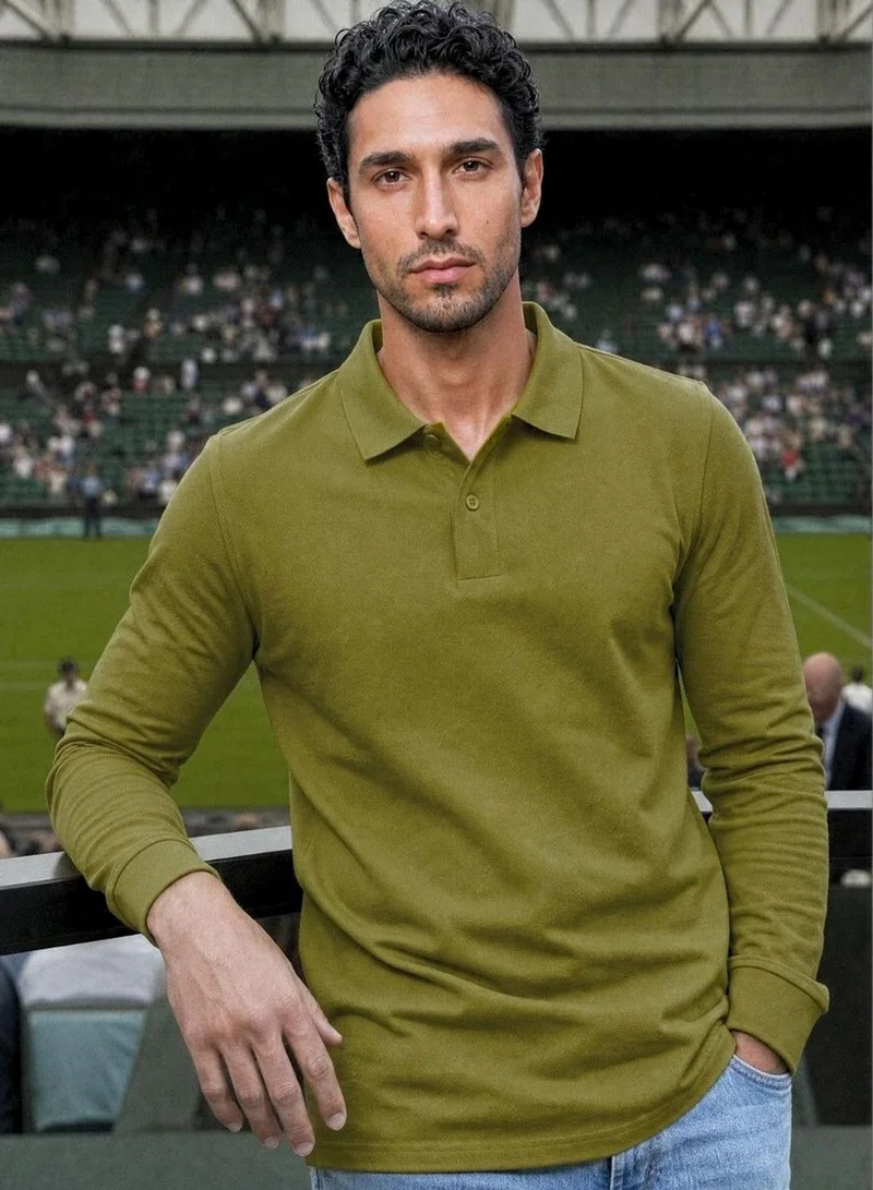 دينيس لينغو Men Green Cotton Blend Solid Regular T-Shirt