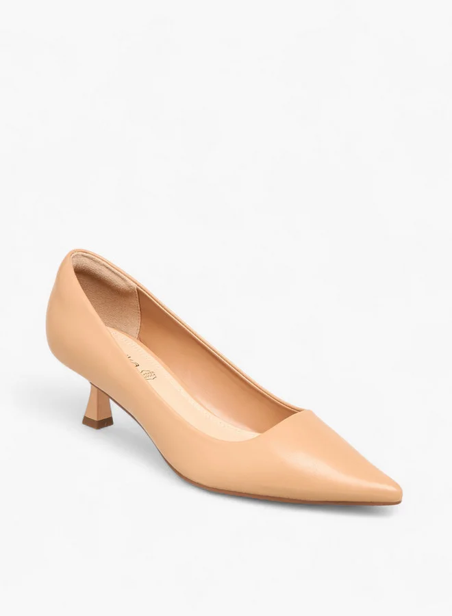Paprika Solid Pointed Toe Shoes with Kitten Heels