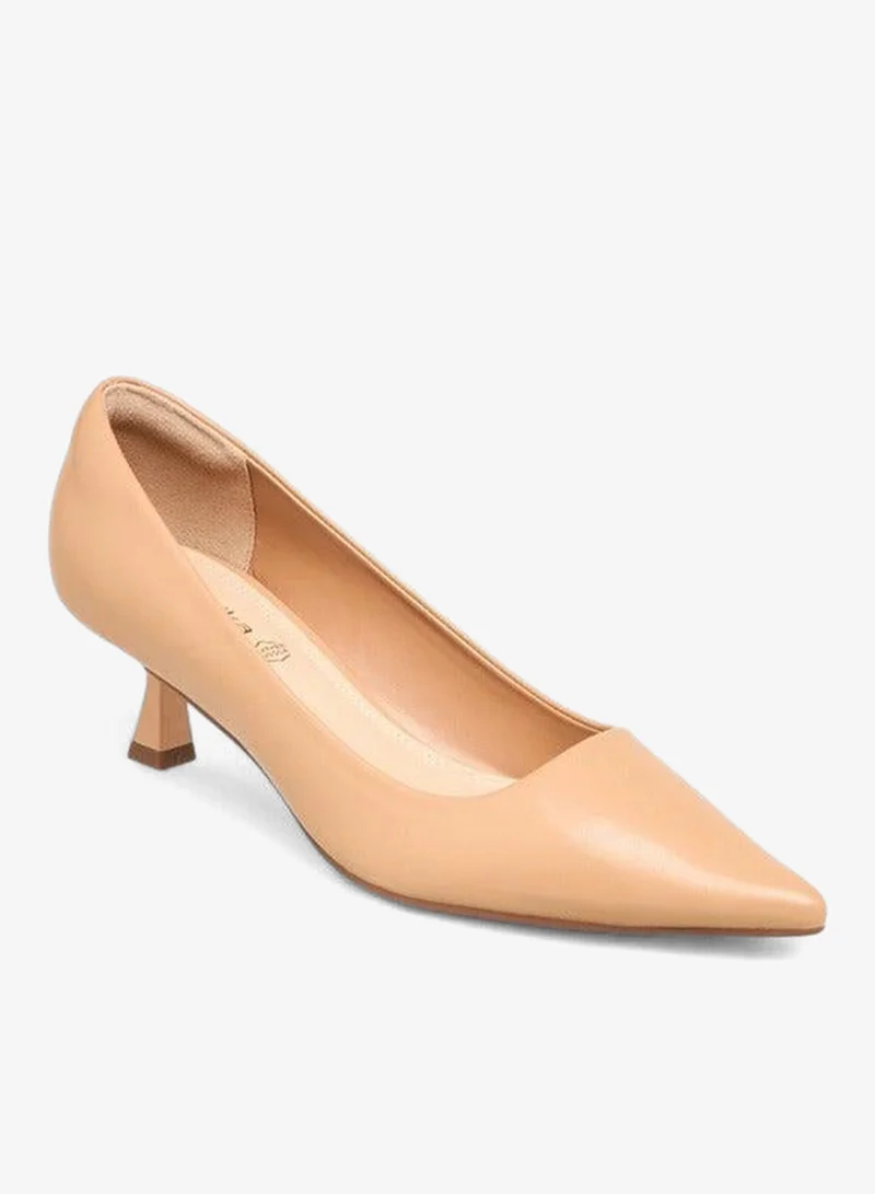 Solid Pointed Toe Shoes with Kitten Heels
