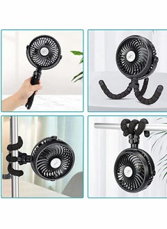 Y&D Battery Operated Fan, 2500 mah Portable Stroller Fans with Flexible Tripod, LED Lights for Bedroom Home Room Desk Table Camping  - Image 2