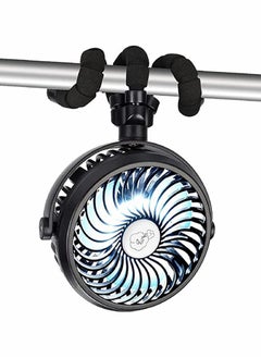 Y&D Battery Operated Fan, 2500 mah Portable Stroller Fans with Flexible Tripod, LED Lights for Bedroom Home Room Desk Table Camping  - Image 1