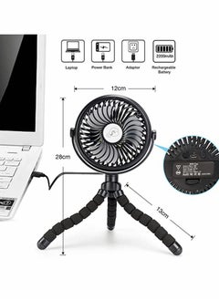 Y&D Battery Operated Fan, 2500 mah Portable Stroller Fans with Flexible Tripod, LED Lights for Bedroom Home Room Desk Table Camping  - Image 3