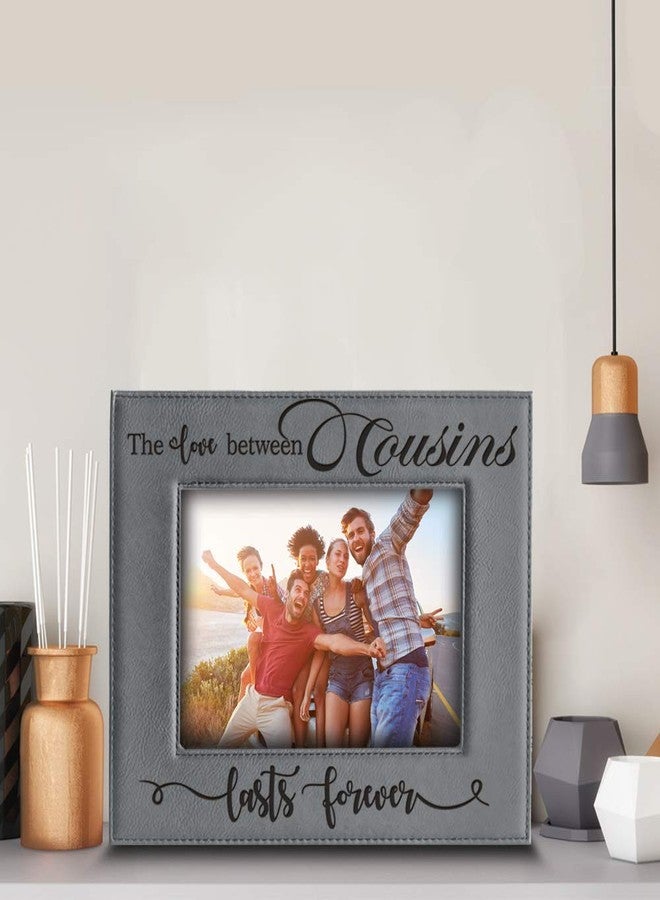 BELLA BUSTA -Cousins-The Love Between Cousins Lasts Forever_Birthday, Christmas gift for Cousin -Engraved Leather Picture Frame (5 x 7 Horizontal) - Image 2