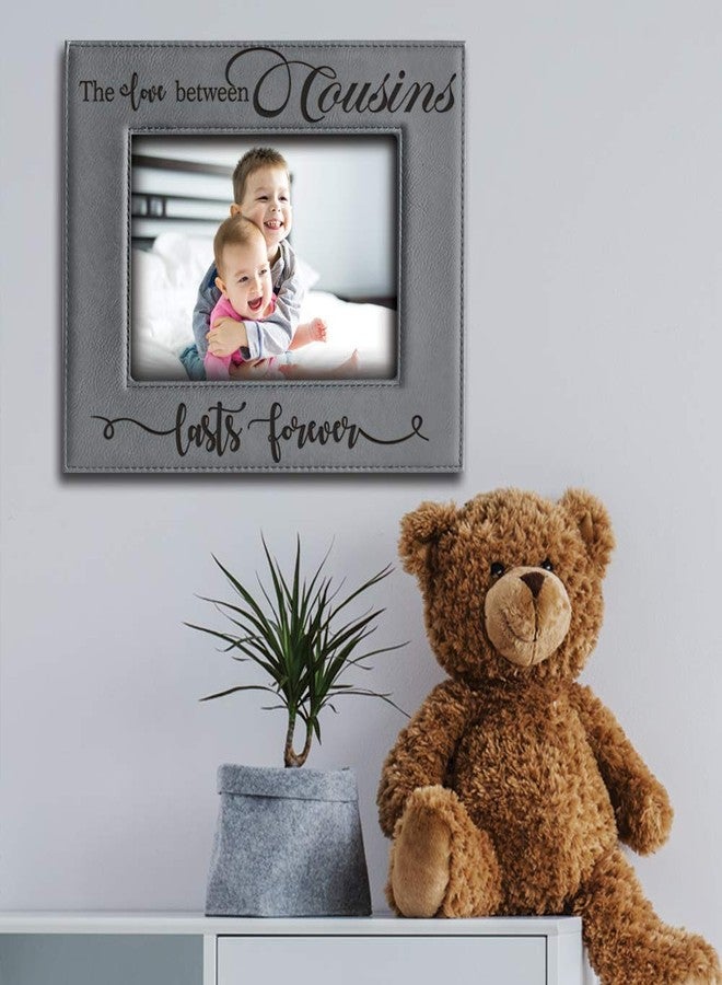 BELLA BUSTA -Cousins-The Love Between Cousins Lasts Forever_Birthday, Christmas gift for Cousin -Engraved Leather Picture Frame (5 x 7 Horizontal) - Image 3