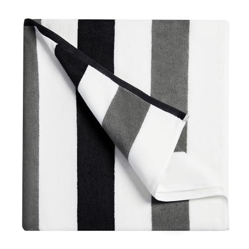 Bornbay Cotton Oversized Beach Towel - Extra Large 40"X70" Plush Thick Mens Beach Towels, XL Fluffy Stripe Pool Towels Charcoal Gray Swimming Towel for Adults Mens Women - Image 1