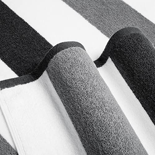 Bornbay Cotton Oversized Beach Towel - Extra Large 40"X70" Plush Thick Mens Beach Towels, XL Fluffy Stripe Pool Towels Charcoal Gray Swimming Towel for Adults Mens Women - Image 4