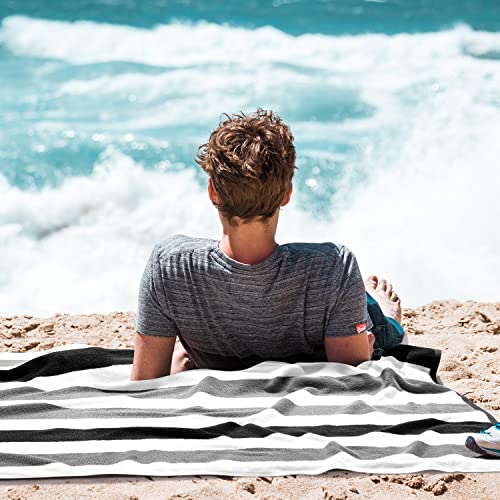 Bornbay Cotton Oversized Beach Towel - Extra Large 40"X70" Plush Thick Mens Beach Towels, XL Fluffy Stripe Pool Towels Charcoal Gray Swimming Towel for Adults Mens Women - Image 2