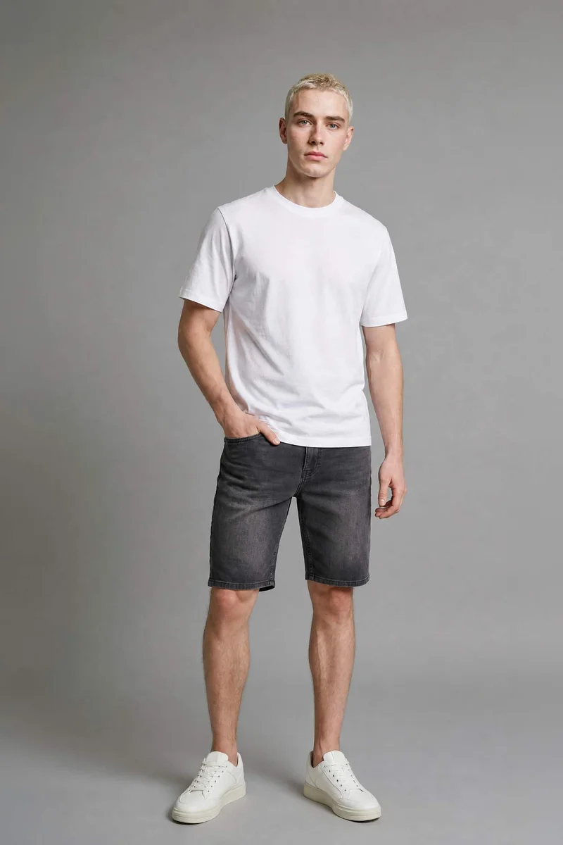 DeFacto Regular Fit Belted Denim Bermuda Shorts