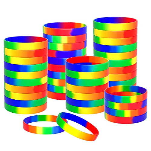 Bouiexye 78pcs Gay Pride Wristbands Rainbow LGBT Lesbian Silicone Wristbands for Parades Festival - Image 1