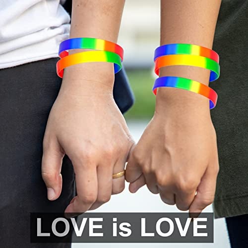 Bouiexye 78pcs Gay Pride Wristbands Rainbow LGBT Lesbian Silicone Wristbands for Parades Festival - Image 3