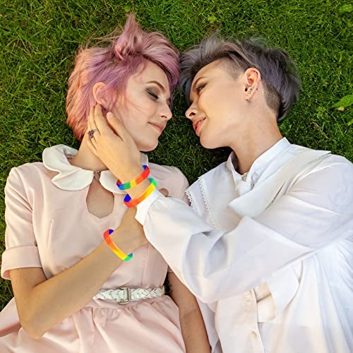 Bouiexye 78pcs Gay Pride Wristbands Rainbow LGBT Lesbian Silicone Wristbands for Parades Festival - Image 5