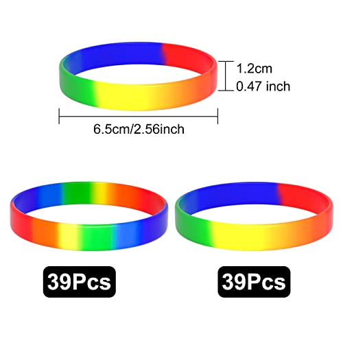 Bouiexye 78pcs Gay Pride Wristbands Rainbow LGBT Lesbian Silicone Wristbands for Parades Festival - Image 2