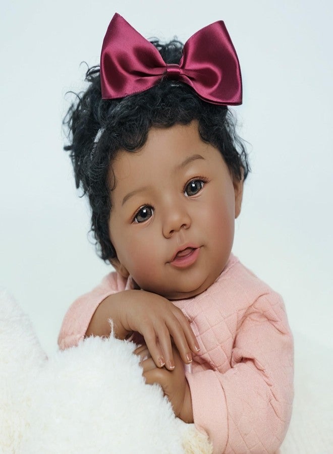 KSBD Realistic Reborn Baby Doll Black Girl - 18 Inch Lifelike African American Newborn, Real Life Handmade Soft Body with Accessories Gift Set for Kids 3+ - Image 4