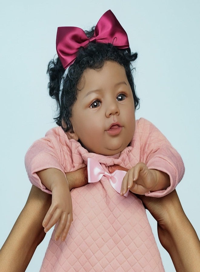 KSBD Realistic Reborn Baby Doll Black Girl - 18 Inch Lifelike African American Newborn, Real Life Handmade Soft Body with Accessories Gift Set for Kids 3+ - Image 5