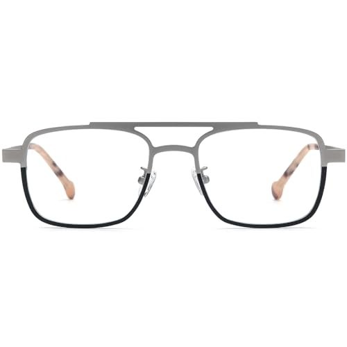 FONEX Colorful Pure Titanium Glasses Frame Men Square Eyeglasses Women Vintage Optical Eyewear F85789 (F85789 Silver, Clear) - Image 1
