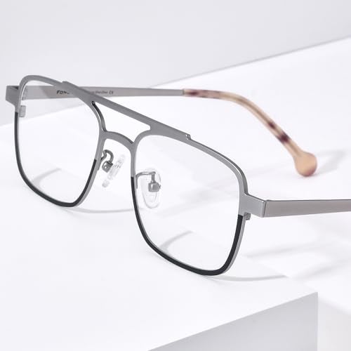 FONEX Colorful Pure Titanium Glasses Frame Men Square Eyeglasses Women Vintage Optical Eyewear F85789 (F85789 Silver, Clear) - Image 4