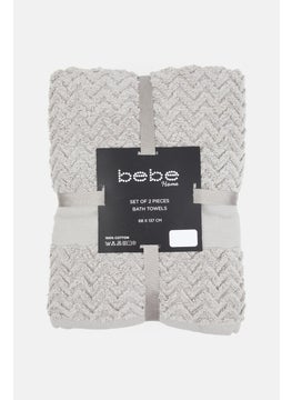 bebe 2 Pc Bath Towel, Grey  - Image 2
